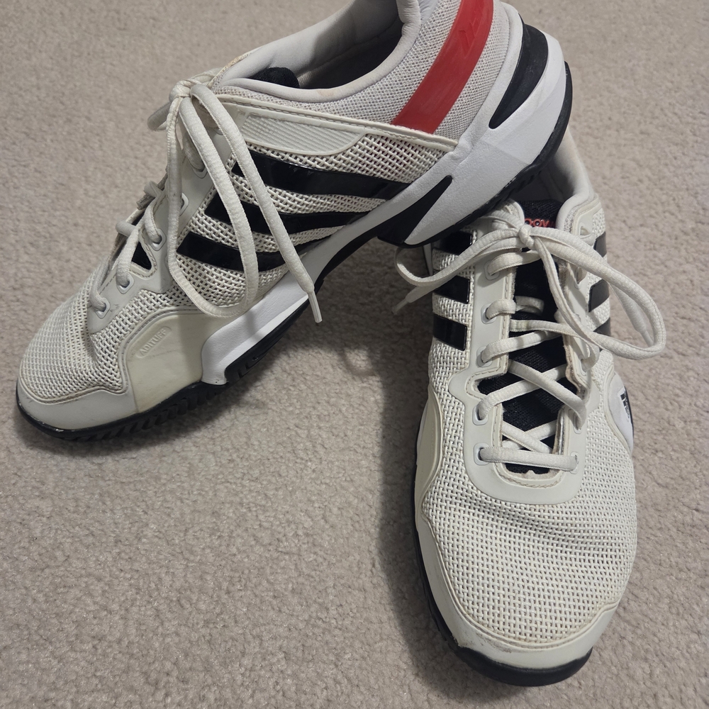 Adidas Men's White, Black, and Red Athletic Shoes